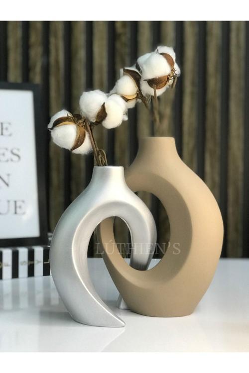 Sarmaşık Sevgili Vazo Seti Modern Tasarım Biblo