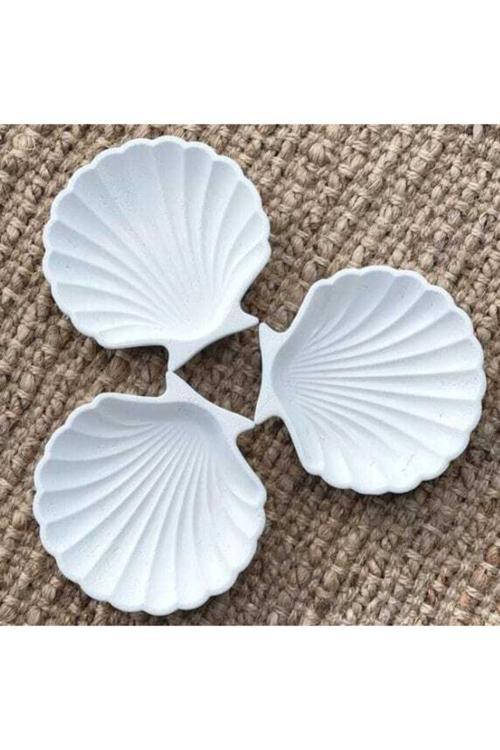 3'Lü Dekoratif Beton Istiridye Takı Tabağı