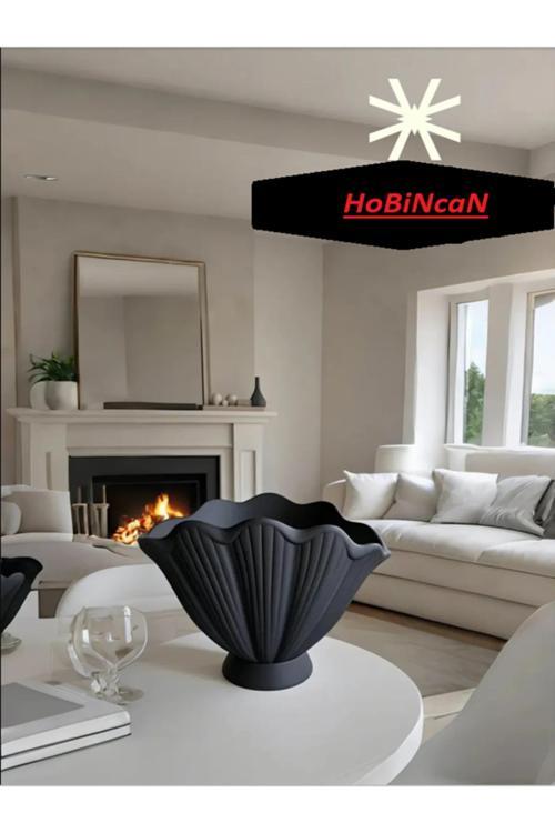 Siyah 16 Cm Modern Trend Istiridye Vazo - Mekanlarınıza Zarif Bir Dokunuş