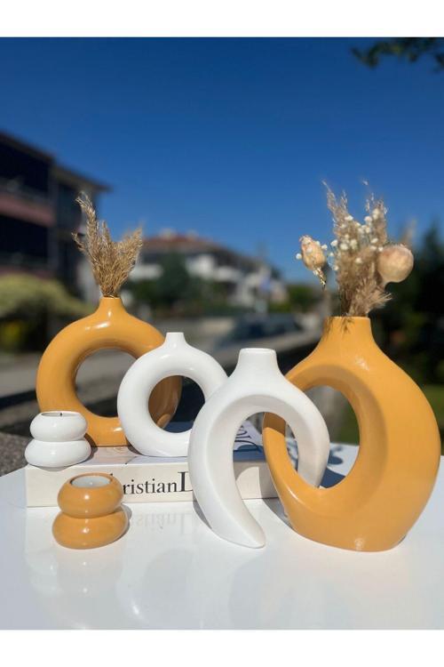 Ela Sevgili Vazo, Halka Vazo Mumluklu Hardal Set