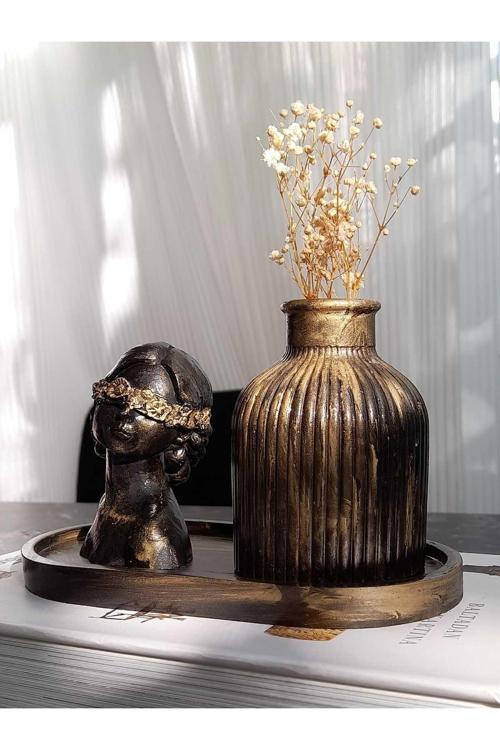 Antik Kadın Figürlü 3'Lü Vazo Seti & Dekoratif Obje & Tabak & Vazo & Biblo & Dekoratif Eşya