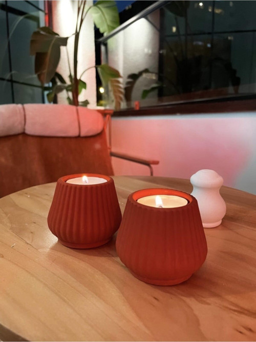 Liny 2'Li Terracotta Tealight Mumluk.