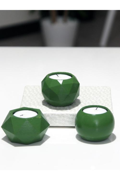 Tealight Beton Mumluk Set 3 Lü Çimen Çimen Yeşili Tyc00602021929