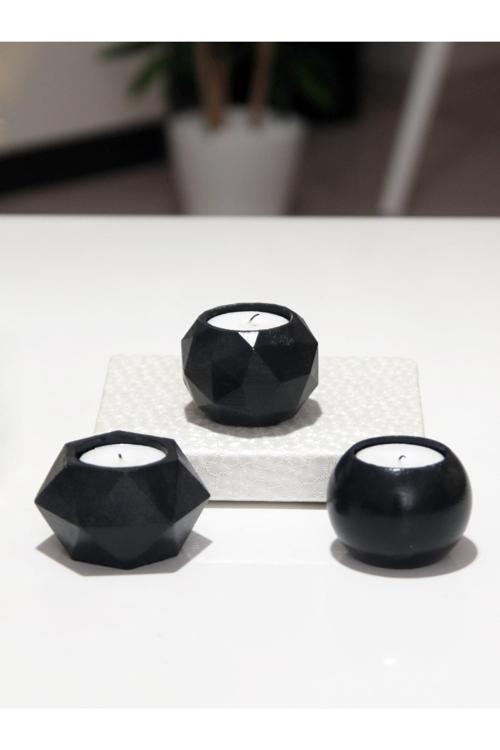 Tealight Beton Mumluk Set 3 Lü Siyah Tyc00602021271