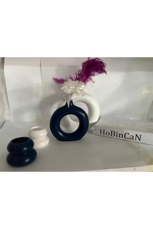 Özel Tasarım 2'Li Halka Vazo 2'Li Mumluk Set