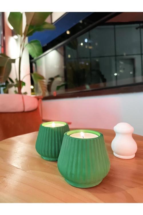 Liny 2'Li Yeşil Tealight Mumluk