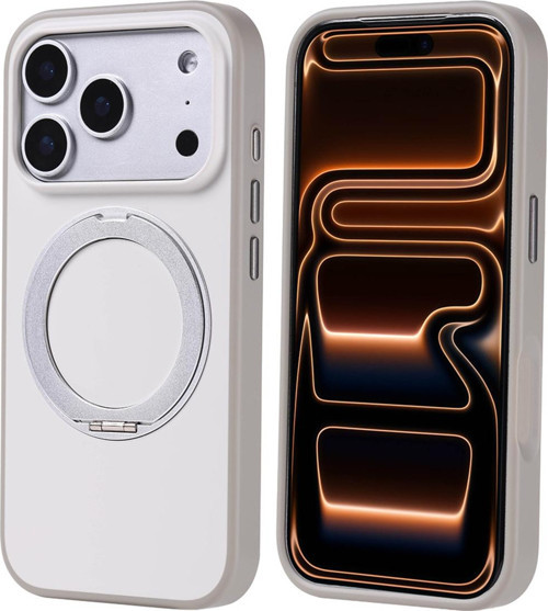 iPhone 17 ProUyumlu Kılıf M-Safe Şarj Özellikli Standlı KTH Proton Silikon Kapak - Gri