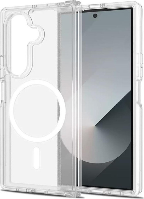 Galaxy Z Fold 7 Kılıf M-safe Şarj Özellikli Şeffaf Sert PC Zore Embos Kapak