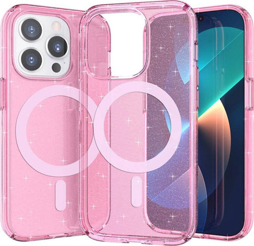 Apple iPhone 14 Pro Kılıf M-safe Şarj Özellikli Parlayan Simli Saydam Renkli Zore Allstar Kapak