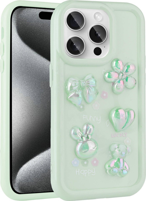 Apple iPhone 14 Pro Kılıf Kabartma Figürlü Parlak Zore Toys Silikon Kapak