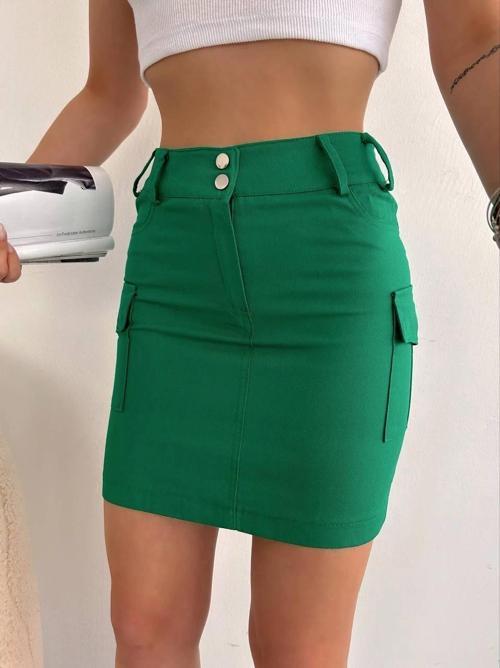 Körüklü cep etek yeşil s24904