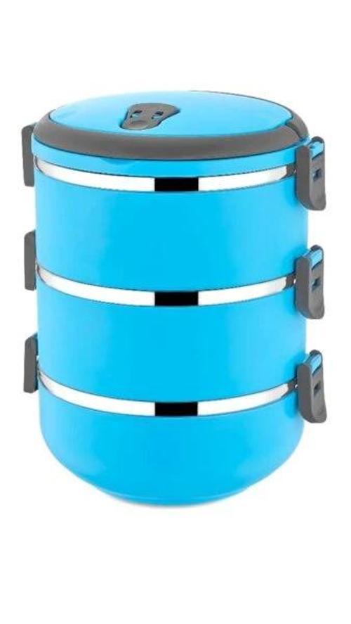 Sefer Tası Yemek Termosu Saklama Kabı Termosu 3lü - Mavi (5365)