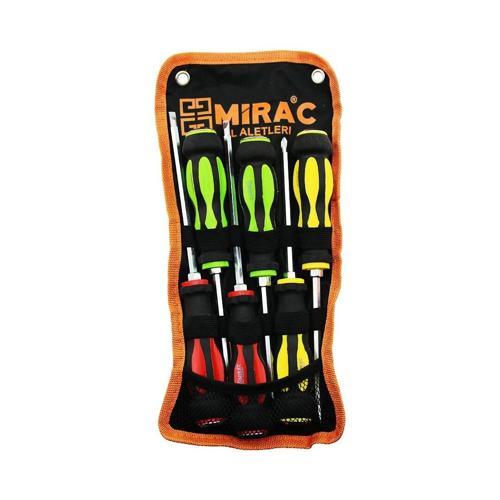 BEZ ÇANTALI RENKLİ - KAUÇUK KAPLAMA SAPLI DARBELİ 6LI SET ÇİFT TARAFLI TORNAVİDA TAKIMI (53