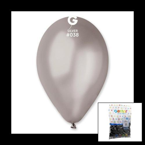 GM-110-38 METALİK - GÜMÜŞ BALON 11'' - 28CM - 100 PARÇA (5365)