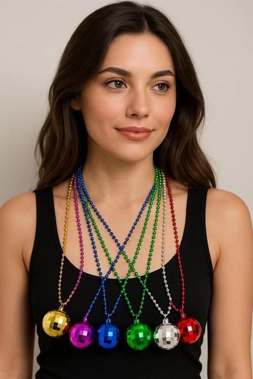 70'ler 80'ler ve 90'lar Temalı Disko Topu Kolye Seti 6 Adet (5365)