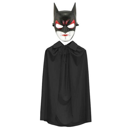 Batman Maskesi Cat Woman ve Batman Pelerini 90 cm Siyah Renk Set (5365)