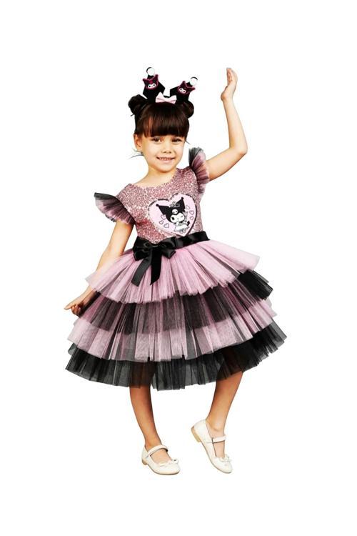 Taç Hediyeli A Kalite Kız Çocuk Kuromi Tütü Elbise Parti Mezuniyet Doğum Günü Düğün Abiye