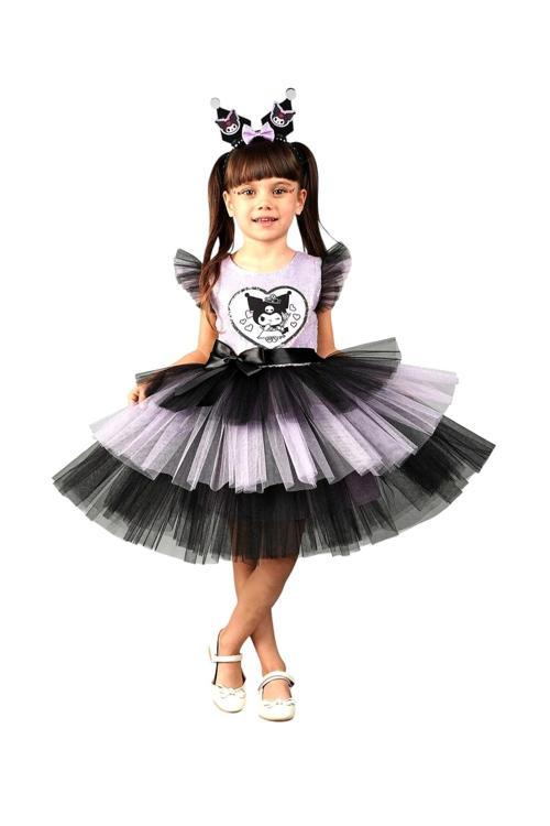 Taç Hediyeli A Kalite Kız Çocuk Kuromi Tütü Elbise Parti Mezuniyet Doğum Günü Düğün Abiye