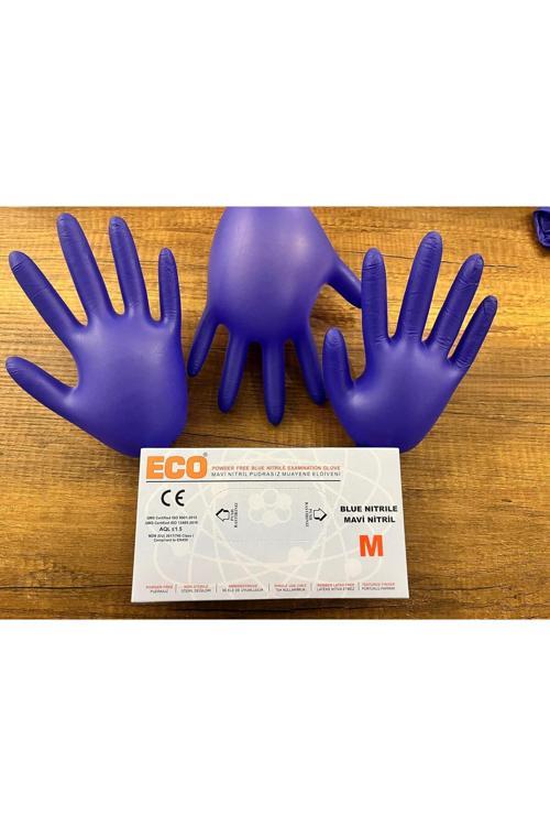 100 Lü Çok Amaçlı Pudrasız Nitril Eldiven Mavi M Beden 3Lü Avantajlı Paket