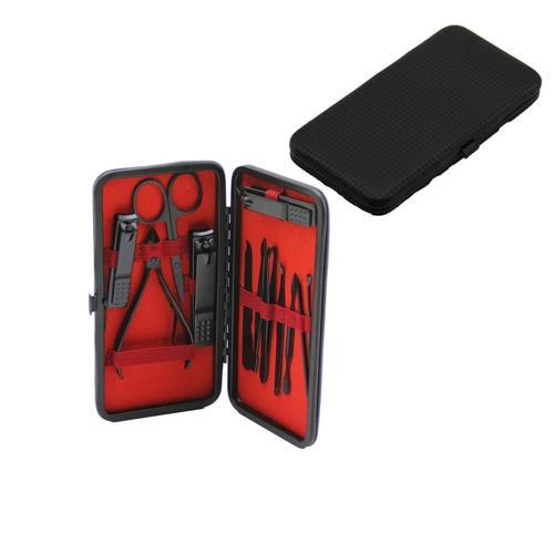 12 PCS - SİYAH MANİKÜR - PEDİKÜR SETİ SİYAH - CÜZDAN MODELİ ÇANTALI (5365)