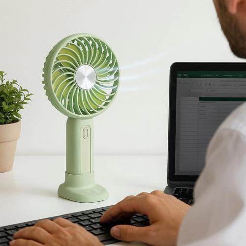 Masa Üstü Standlı USB ile Şarj Olabilen 3 Ayarlı Fan Modlu Çanta Tipi El Fanı (5365)