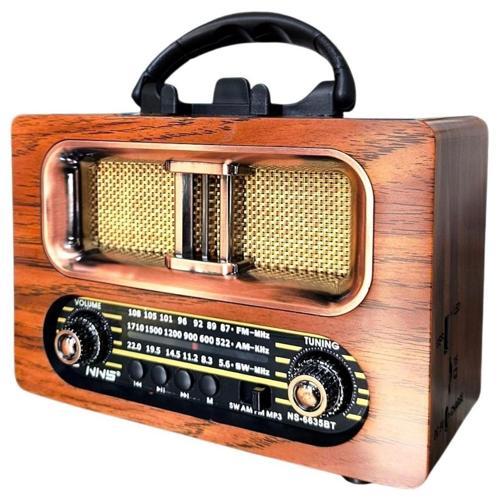 Büyük Boy Retro, Nostaljik, Ahşap Tasarım Bluetooth Hoparlörlü, Şarjlı, Taşınabilir FM/AM Destekli R