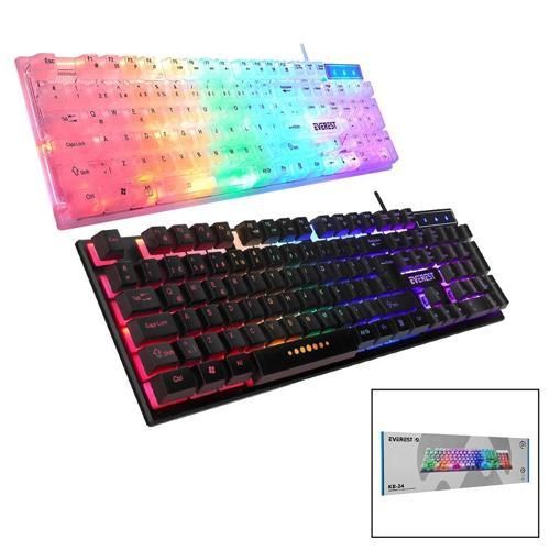 EVEREST KB-24  GÖKKUŞAĞI IŞIKLI   USB KABLOLU  OYUNCU KLAVYE  155CM KABLO (5365)