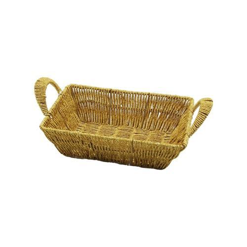 Dikdörtgen Plastik Hasır Ekmek - Çok Amaçlı Sepet Kulplu - Metal İskelet Taban:13.5x20- Ağız:19x26.5