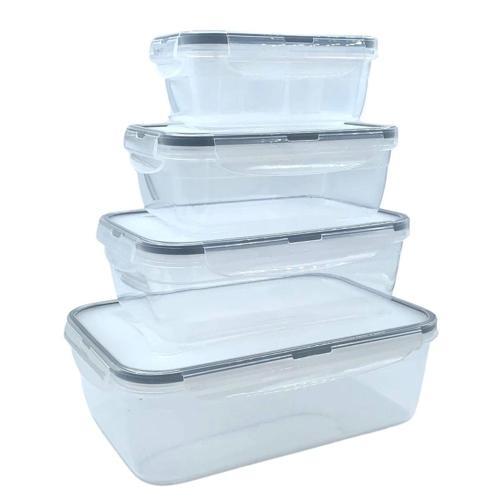 4'lü İç İçe Sızdırmaz Contalı Kilitli Kapaklı Plastik Erzak Saklama Kapları LC315 (5365)