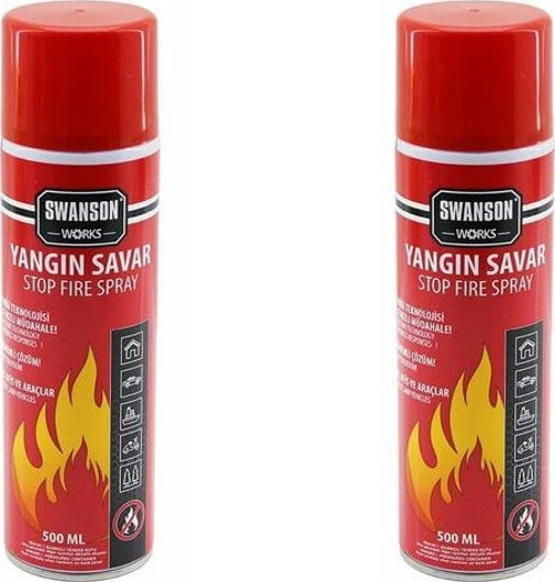 2 ADET YANGIN SÖNDÜRÜCÜ - YANGIN SAVAR SPREY 500ML + 500 ML EV - OFİS - OTO ARAÇ ATEŞ BOĞUCU KÖPÜ