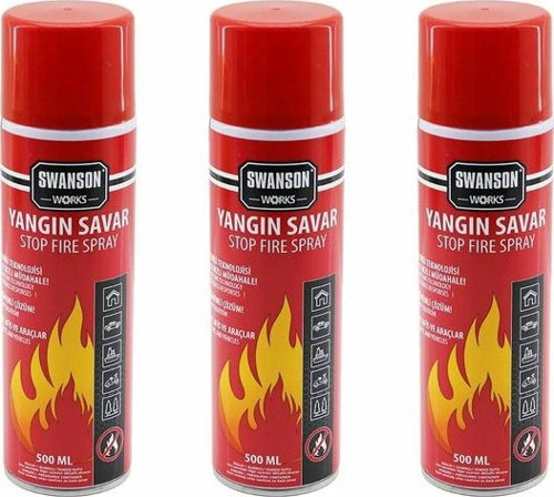 3 ADET YANGIN SÖNDÜRÜCÜ - YANGIN SAVAR SPREY 500ML + 500 ML + 500 ML EV - OFİS - OTO ARAÇ ATEŞ BO