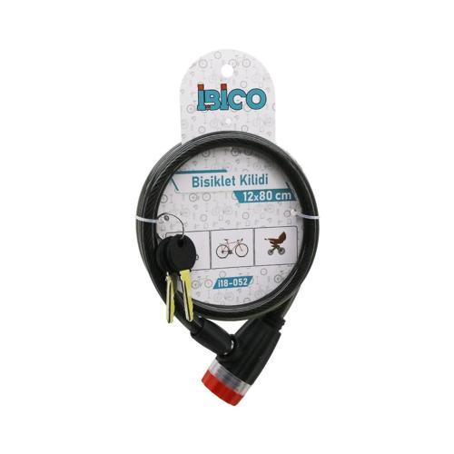ANAHTARLI ÇEVİRMELİ KİLİT KAPAKLI PLASTİK KAFA BİSİKLET KİLİT ÇELİK TEL SİYAH ŞEFFAF KILIF 12MMX80CM