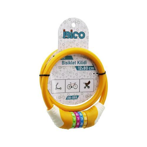 ŞİFRELİ KALIN BİSİKLET KİLİT ÇELİK TEL TURUNCU RENKLİ KILIF 12MMX80CM (5365)