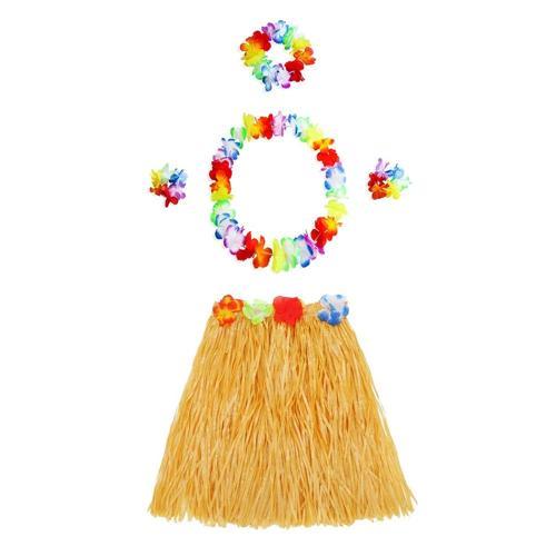 Luau Aloha Hawaii Kolye Etek Taç ve Bileklik Seti Turuncu (5365)