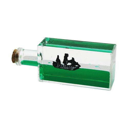 YEŞİL SU  DİKDÖRTGEN MİKA - ŞİŞE  YÜZEN BATMAYAN GEMİ DEKORATİF BİBLO AKVARYUM 6.5X16.5X4.3CM (5365)