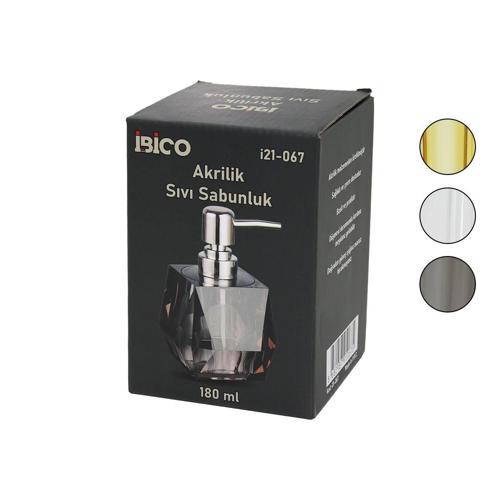 TOMBUL KARE - PRİZMA ŞEFFAF - RENKLİ AKRİLİK - MİKA KRİSTAL SIVI SABUNLUK 180ML (5365)
