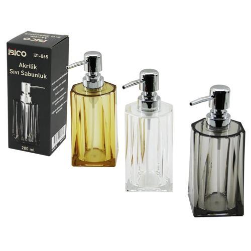 UZUN KARE TABAN - YVRLK AĞIZ - 4+4=8GEN GÖVDE ŞEFFAF - RENKLİ AKRİLİK - MİKA KRİSTAL SIVI SABUNLUK 2