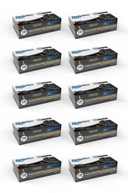 Siyah Çok Amaçlı Nitril Muayene Eldiveni L Beden | 10 Paket - MDR