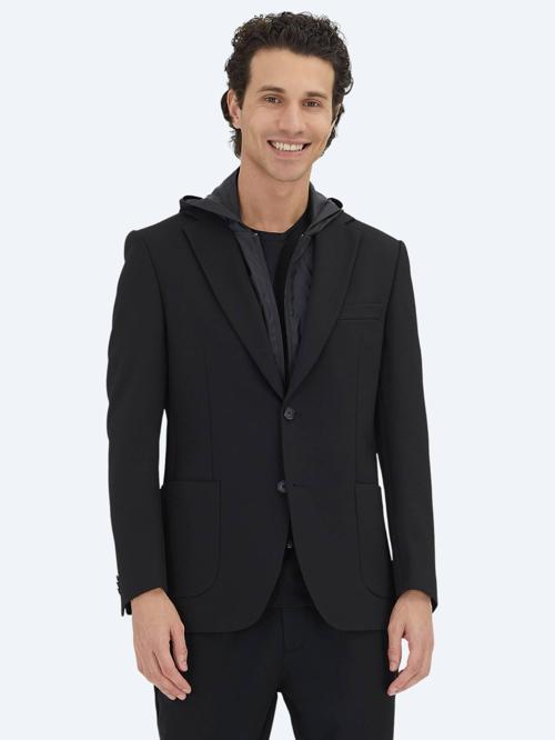 Siyah Düz Modern Fit Örme Ceket