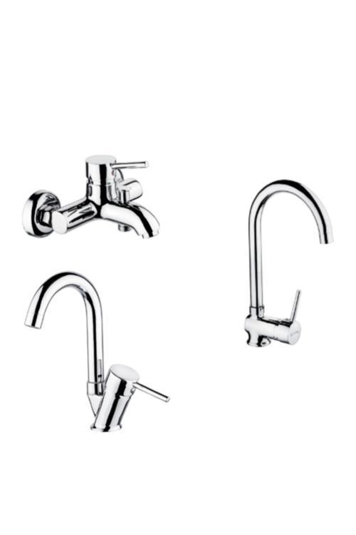 Adnoss Judi Banyo Bataryası S-35101+Lavabo Bataryası S-35106+Eviye Bataryası S-35105