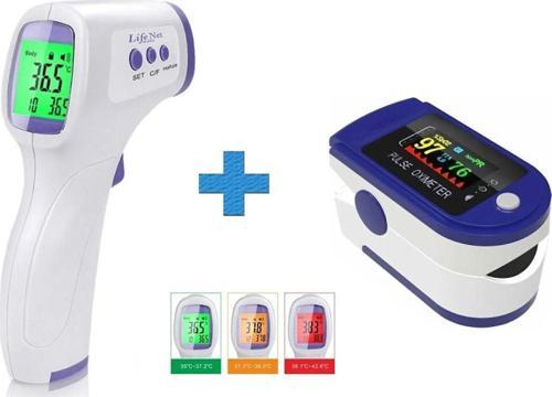 Dijital Temassız Ateş Ölçer Alından Termometre 11C+ Parmak Tipi Oksimetre Oksijen Nabız Ölçer Ke6007