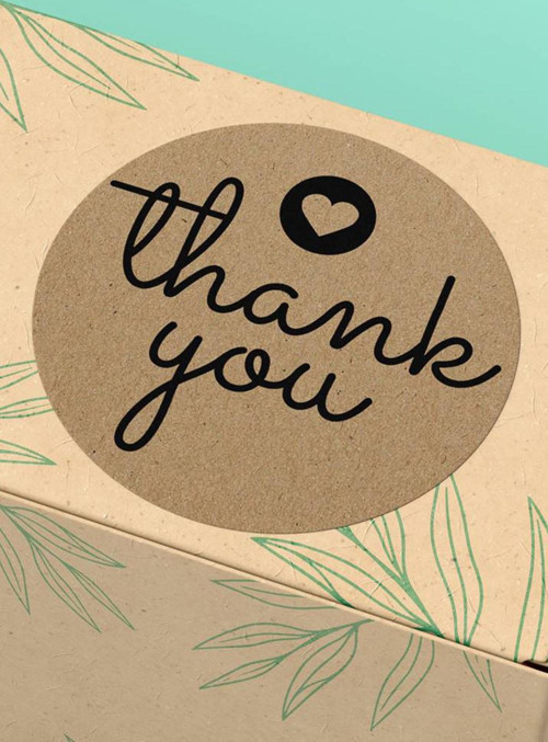 Thank You Sticker Teşekkürler Etiketi Kraft Görünümlü Paketleme Etiketi - 3X3Cm 90 Adet - St2152