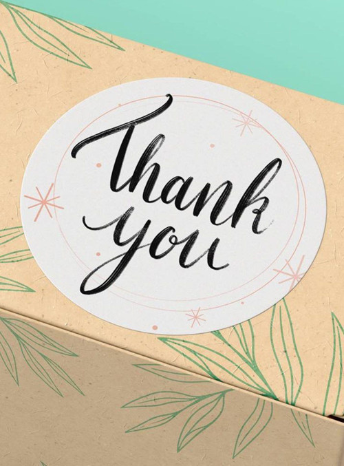 4X4Cm - 45 Adet - Kuşe Thank You Sticker Teşekkürler Etiketi Ürün Ambalaj Paket Etiketi - St2087