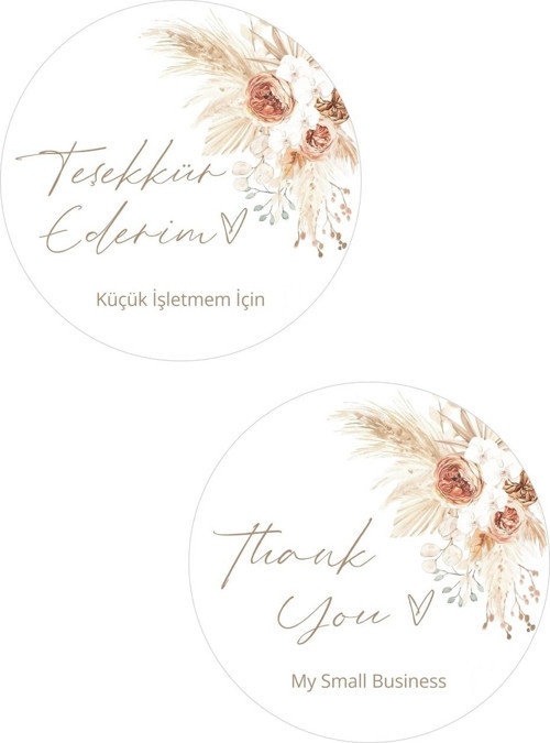 64 Adett Boho Thank You Teşekkür Ederim Yapışkanlı Sticker Etiket Hediyeleri Paketleme