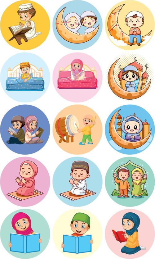 90 Adet İslami Ramazan Ayı Temalı Çocuklar İçin Eğitici Öğretici Sticker Etiket Seti Kreş, Okul, Ev