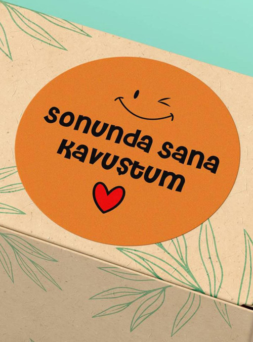Thank You Sticker Turuncu Sonunda Sana Kavuştum Yazılı Paketleme Etiketi - 3X3Cm 90 Adet - St2344