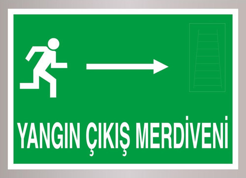 Yangın Çıkış Merdiveni Sağ Yön Etiket A5 10 Adet Indirimli Ürün