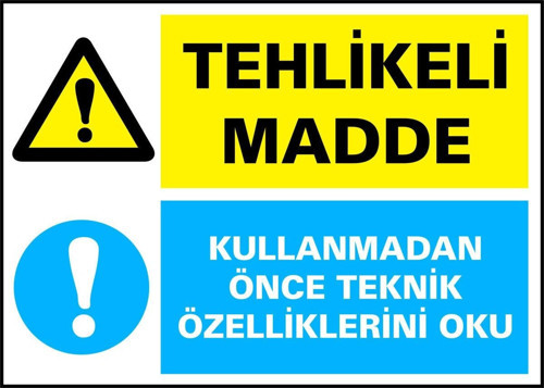 Tehlikeli Madde/Kullanmadan Önce Teknik Özelliklerini Oku Kendinden Yapışkanlı Etiket 17,5 X 25 Cm