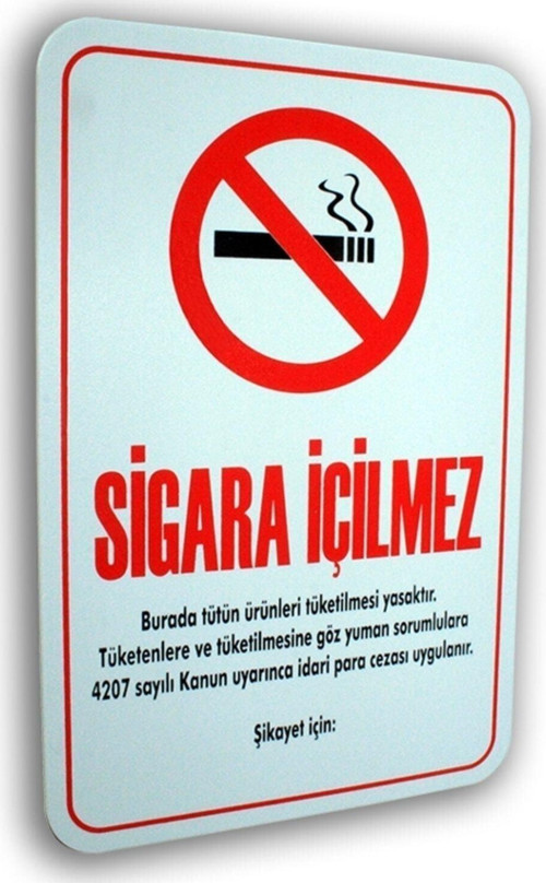 Folyo Baskı Sigara Içilmez Para Cezası 16X24 Cm