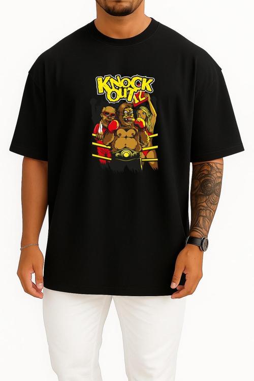 Oversize Boksör Goril - Orangutan Göğüs Tasarımlı Unisex T-Shirt